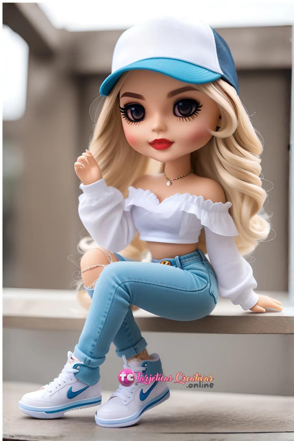 Mujer de pelo rubio con gorra