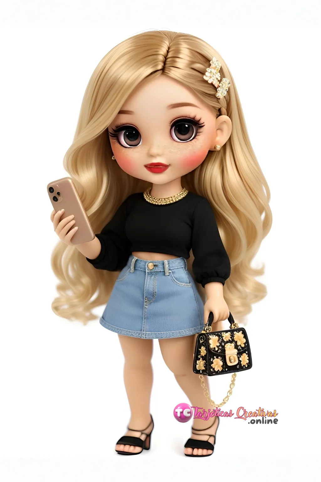 Mujer de pelo rubio con movil