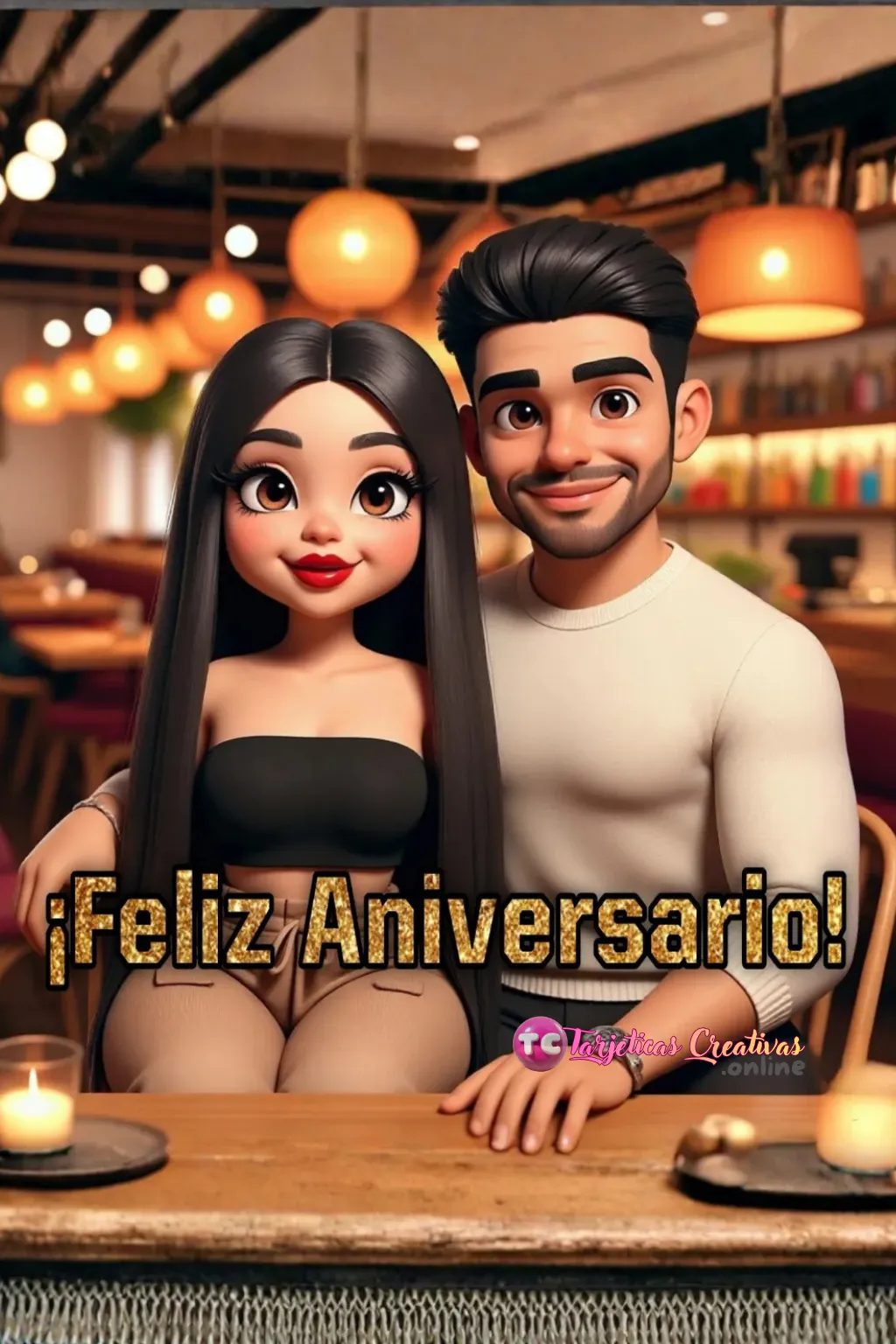 pareja feliz de aniversario en celebración