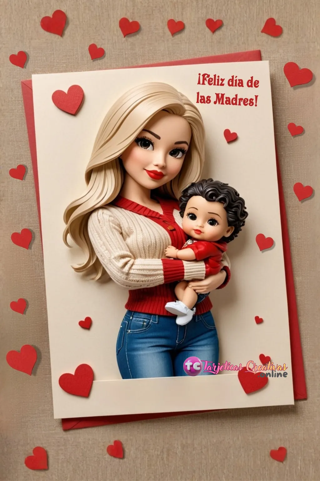 Dia de la Madre mujer pelo rubio y bebe