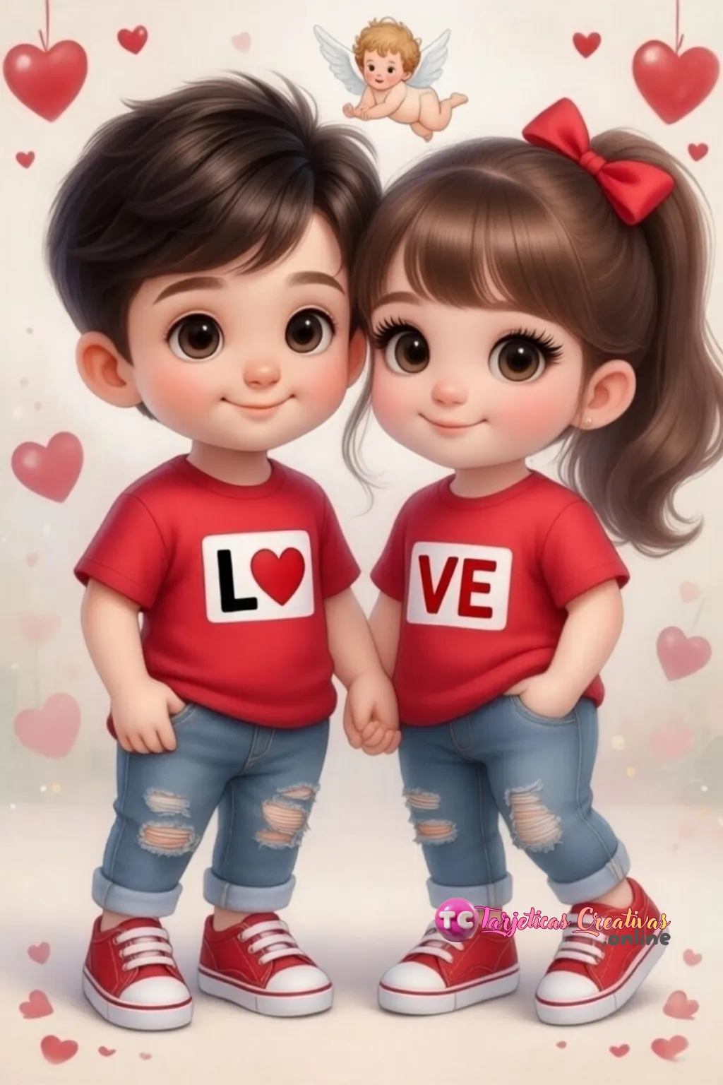 Detalle virtual personalizado de Niños Love de San Valentín para relaciones a distancia