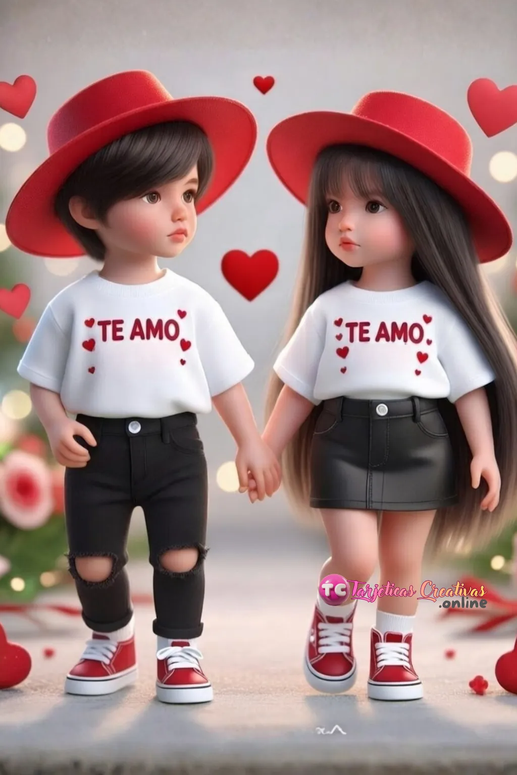 Tarjeta personalizada de niños Te Amo para declarar amor en San Valentín con diseño creativo