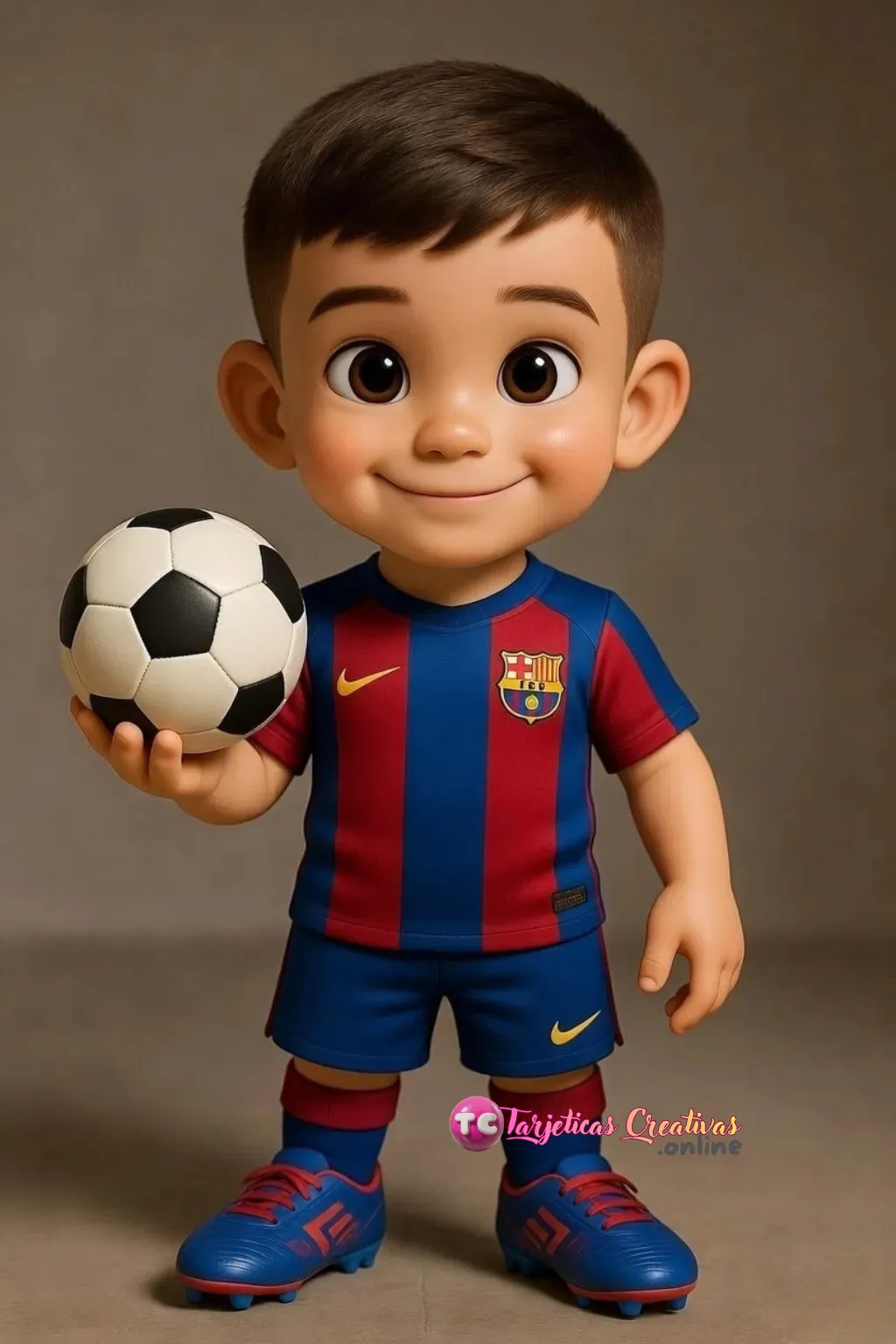 Bebe paradocon uniforme de futbol del Barcelona