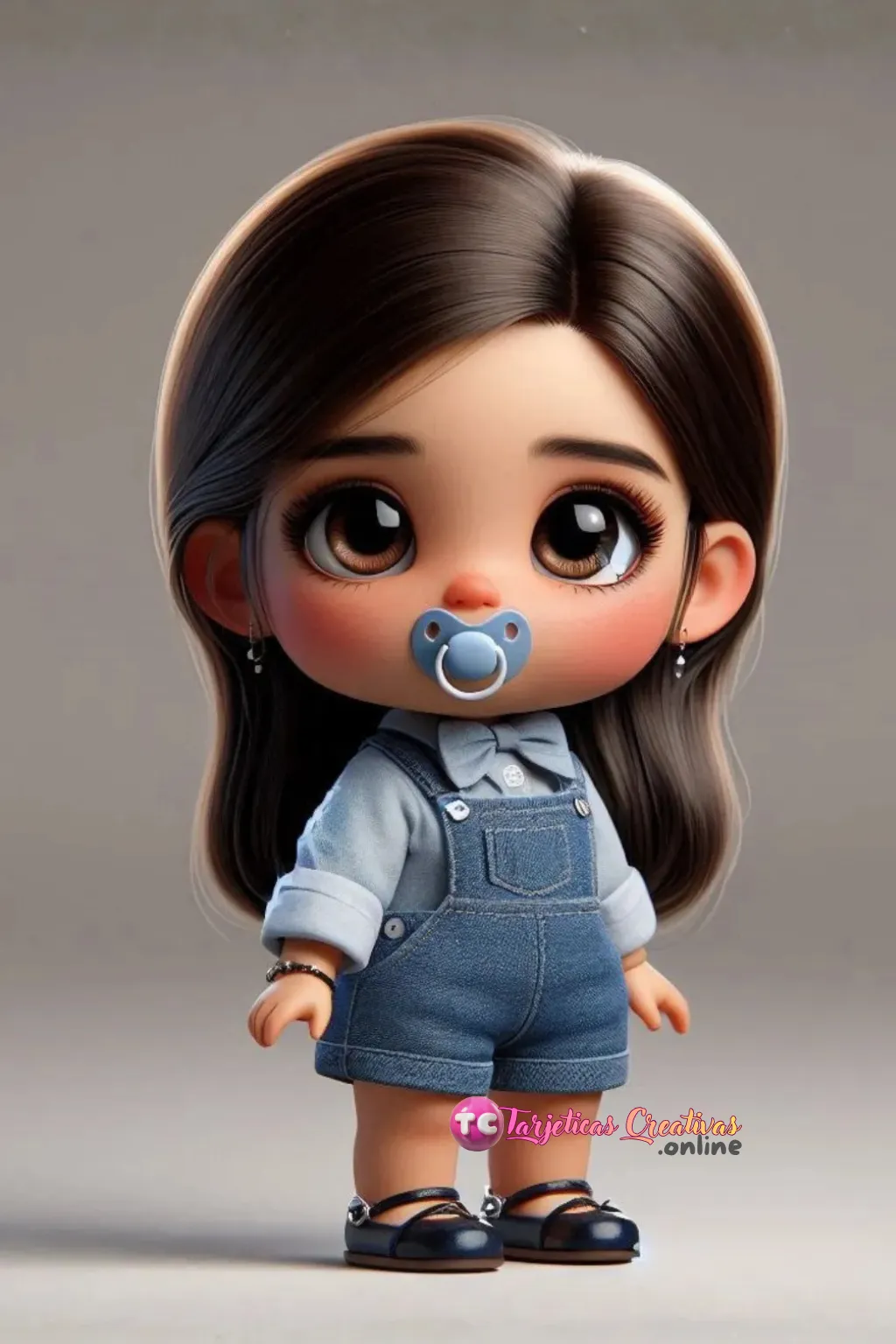 Bebe muy tierna pelo castaño parada con chupete