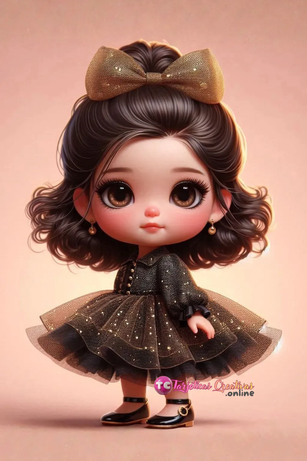 Bebe pelo castaño parada con tutu