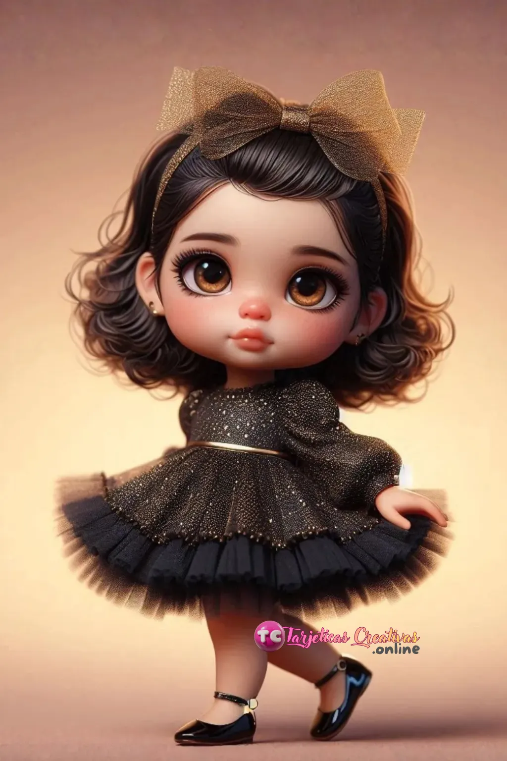 Bebe muy linda pelo castaño parada con tutu