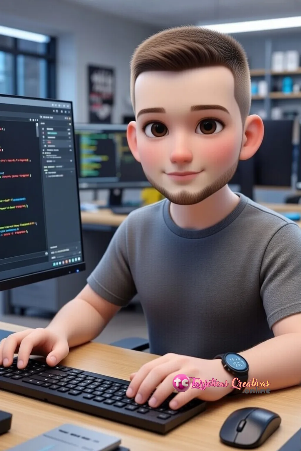 Hombre de pelo castaño programador web