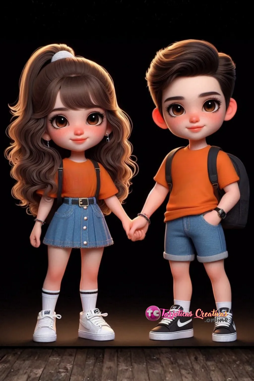 Niños amigos parados tomados de las manos